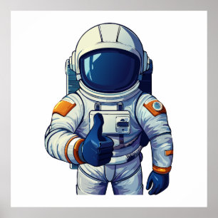 Poster astronaute en combinaison spatiale montrant le pou