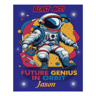 Poster Astronaute - Génie du futur en orbite