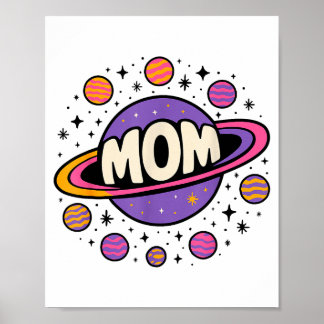Poster Astronaute Maman Système Solaire Planètes Fête des
