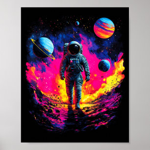 Poster Astronaute marchant dans l'explorateur de l'espace