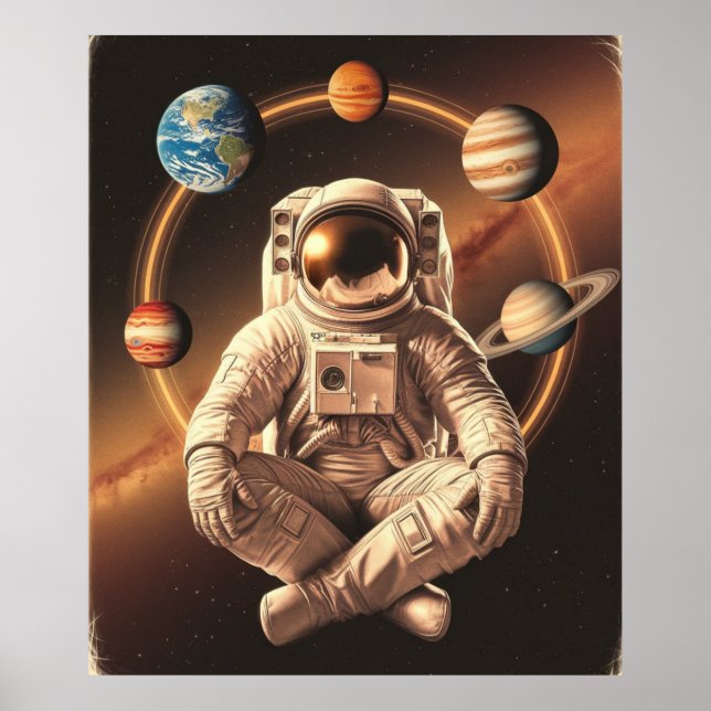 Poster Astronaute Médite dans l'Espace (Devant)