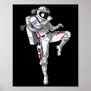 Poster Astronaute Muay Thai Boxe Karaté Kickboxing Marti