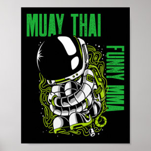 Poster Astronaute Muay Thai Enroulé, Mma, Kickboxing, Ji