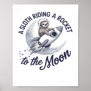 Poster Astronaute Paresseux Adorable à Cheval