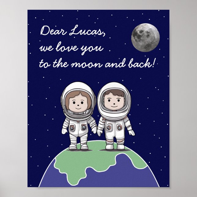 Poster Astronautes parents avec des couleurs assourdies p (Devant)