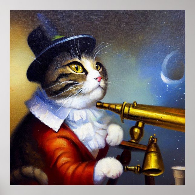 Poster Astronome de chat (Devant)