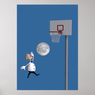 Poster Astronome Jouer Au Basket