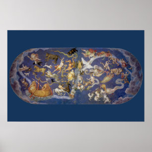 Poster Astronomie Vintage Fresque Céleste, Constellations