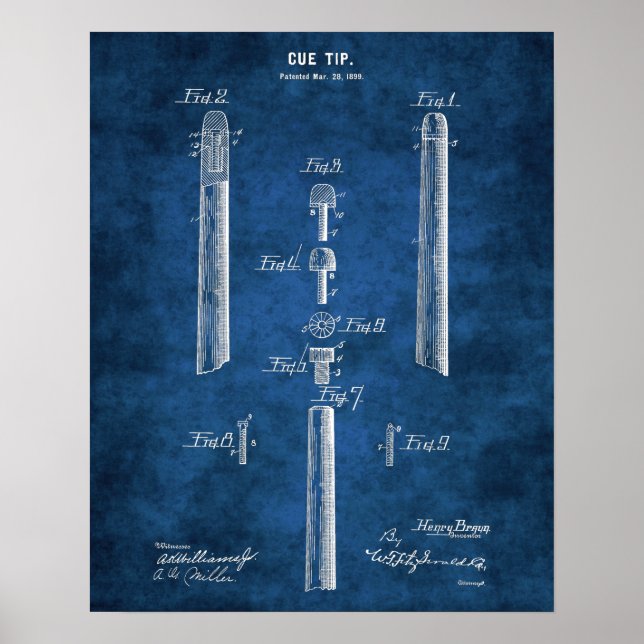 Poster Astuce de cue Brevet no 6 Billard Billard Décor (Devant)
