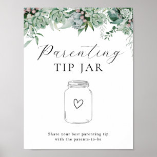 Poster Astuce parentale succulente et eucalyptus Jar