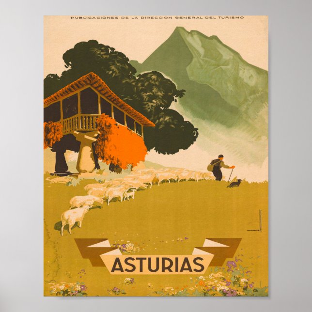 Poster Asturias Espagne Vintage voyage (Devant)