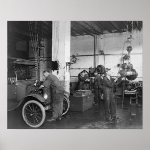 Poster Atelier de réparation automobile, 1919. Photo anci