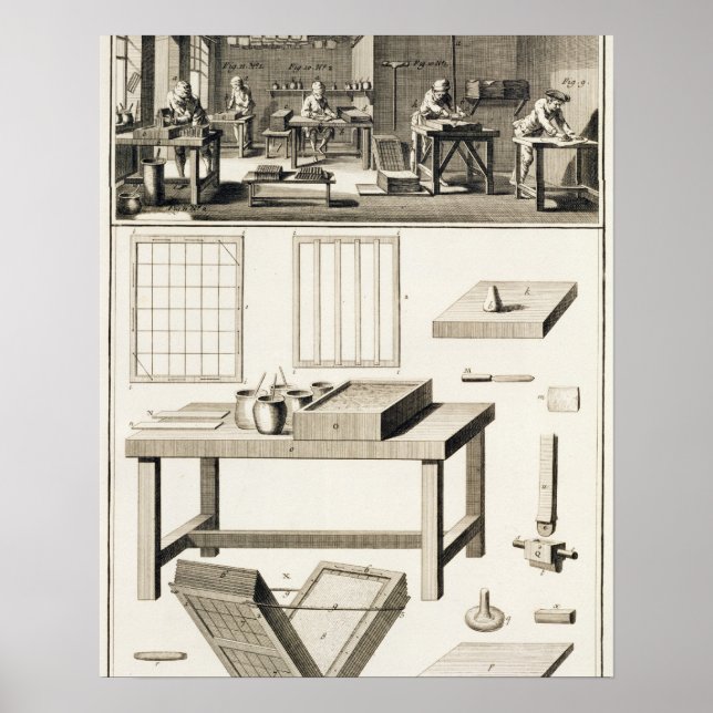 Poster Atelier et outils de la marinière en papier, de la (Devant)
