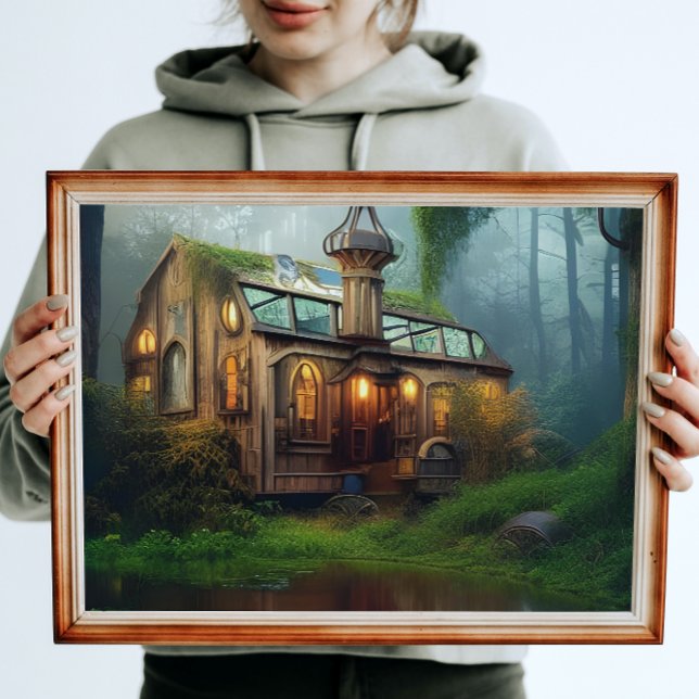 Poster Atelier sur la rivière | Art numérique Steampunk (Créateur téléchargé)