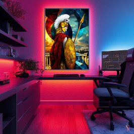 Poster Athéna - Légende minimaliste cubiste - Déesse