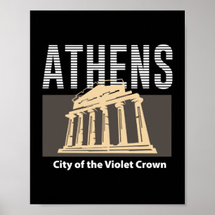 Poster Athènes Grèce Conception de monument de voyage vin