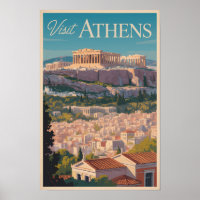 Athènes Grèce Parthénon Voyage Art Rétro