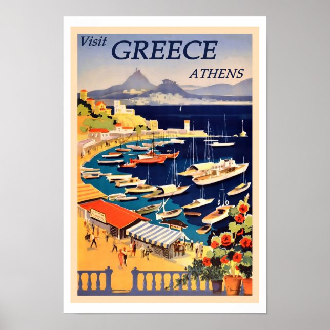 Poster Athènes, Grèce Vintage voyage (Devant)