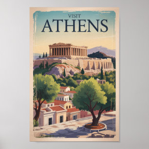Poster Athens Grèce Illustration Voyage Art Vintage