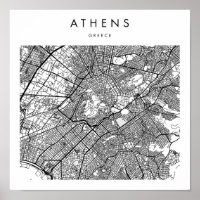 Athens Grèce Minimal Moderne Carte des rues