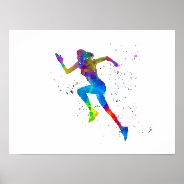 Poster athlète de coureur en aquarelle (Devant)