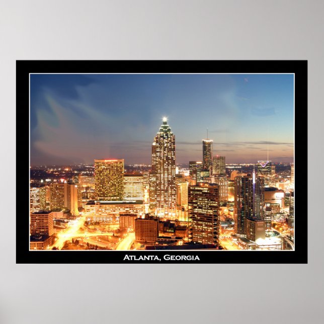 Poster Atlanta, Georgia at Night - Belle Skyline (Devant)