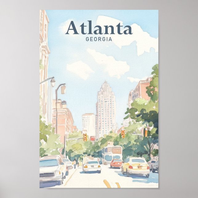 Poster Atlanta Georgia Gouache Illustration Voyage (Devant)