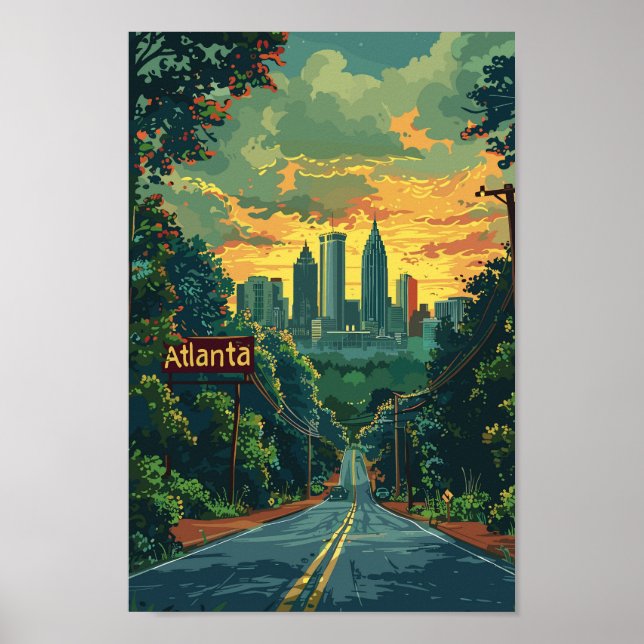 Poster Atlanta Georgia USA célèbre Travel Place (Devant)
