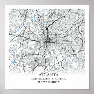 Poster Atlanta Georgia USA Travel City Plan