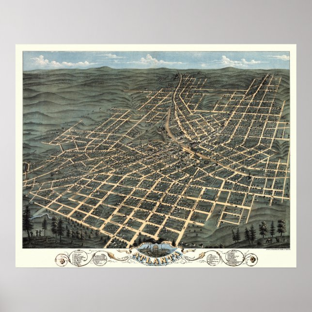Poster Atlanta, Géorgie - 1871 (A. Ruger) BigMapBlog.com (Devant)