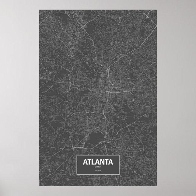 Poster Atlanta, Géorgie (blanc sur noir) (Devant)