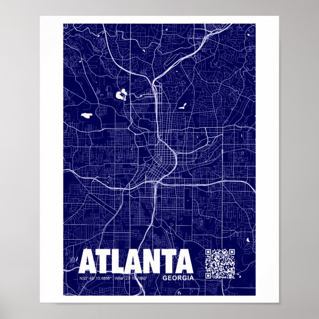 Poster Atlanta, Géorgie USA Travel City Map (Devant)