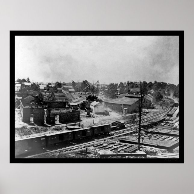 Poster Atlanta Lard Oil Factory and Railroad Cars 1864 (Devant)