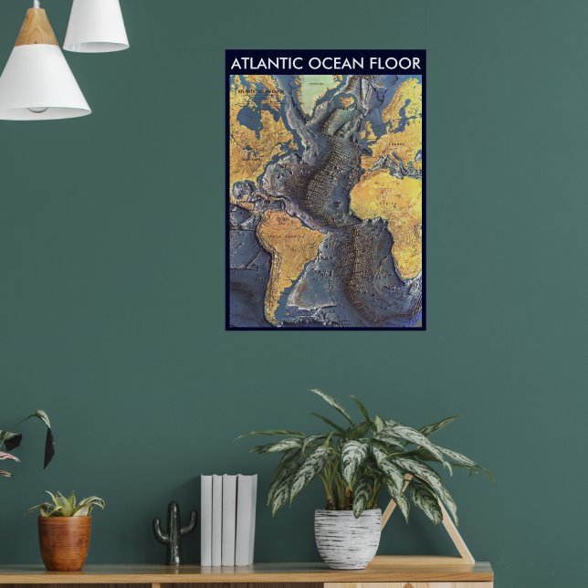 Poster " Atlantic : 1968 - The Atlantic OCEAN FLOOR map . (Salon 1)