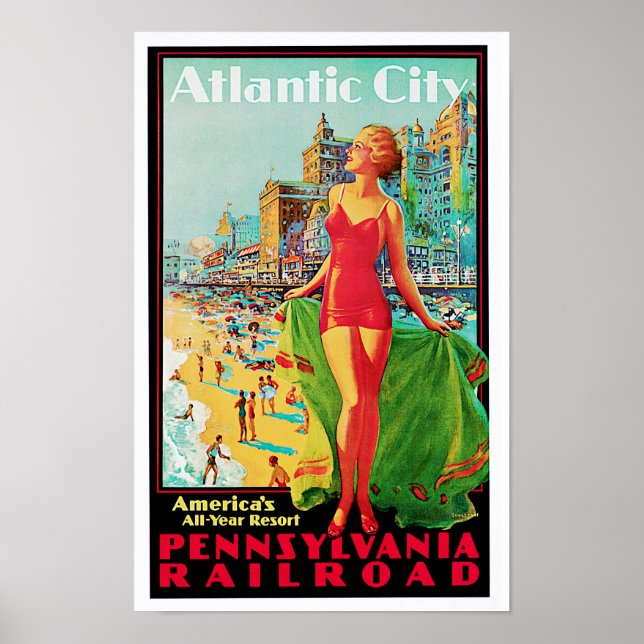 Poster Atlantic City ~ America's All Year Playground (Devant)