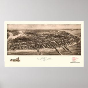 Poster Atlantic City, NJ Panoramic Map - 1909