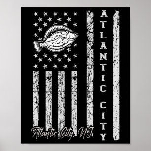 Poster Atlantic City Nj Pour Pêcheurs À La Pêche À La Luk