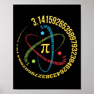 Poster Atom Pi Math Science Cadeaux De Souches 3,14 Pi Da