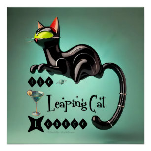 Poster Atomique Futuriste Le Leaping Cat Lounge