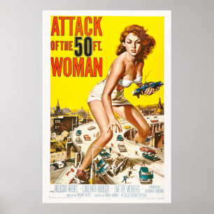 Poster Attack Of The 50ft Woman 1958 Art Retro Movie
