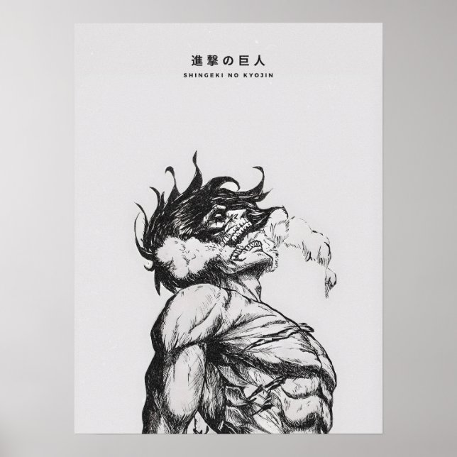 Poster Attack Titan Figure Dark Anime Line Art (Devant)