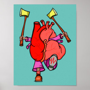Poster Attaque cardiaque Drôle Drôle Cartoon Surréel