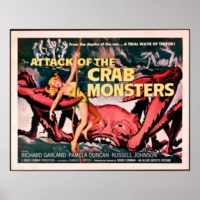 Poster Attaque des monstres de crabe 1957 Film d'horreur (Devant)