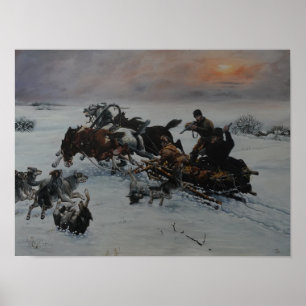Poster Attaque hivernale des loups