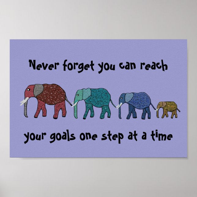 Poster Atteindre vos objectifs Eléphants Motivation Poste (Devant)