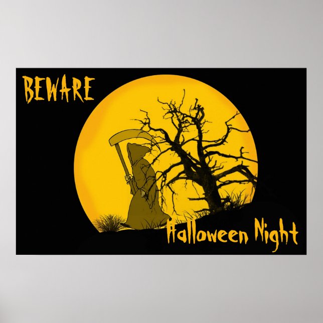 Poster Attention à la nuit d'Halloween (Devant)