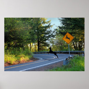 Poster Attention aux cerfs