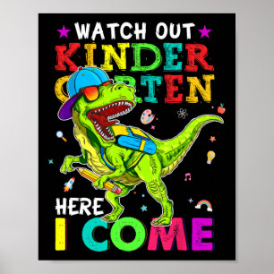 Poster Attention maternelle j'arrive Dinosaures Byck