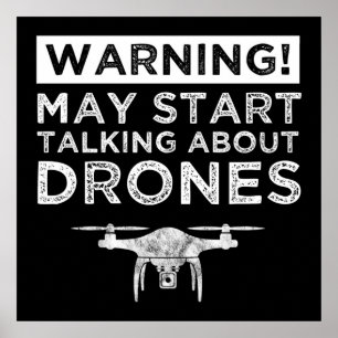 Poster Attention! Peut-être commencer à parler de drones