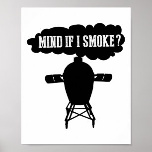 Poster Attention Si Je Fumé Funny Bbq Grillant Oeuf Fumeu